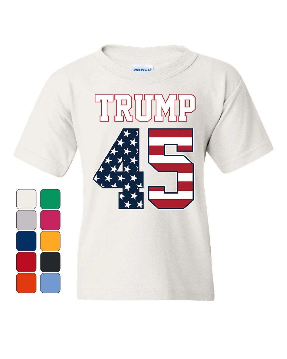 Trump 45 Youth kids boys T-Shirt The 45th President Political Stars and Stripes Kids Tee 110