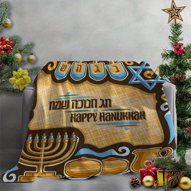 Festival of Lights Flannel Throw Blanket Soft Hanukkah Theme Design All Season Cozy Comfort for Holiday Tradition Gift