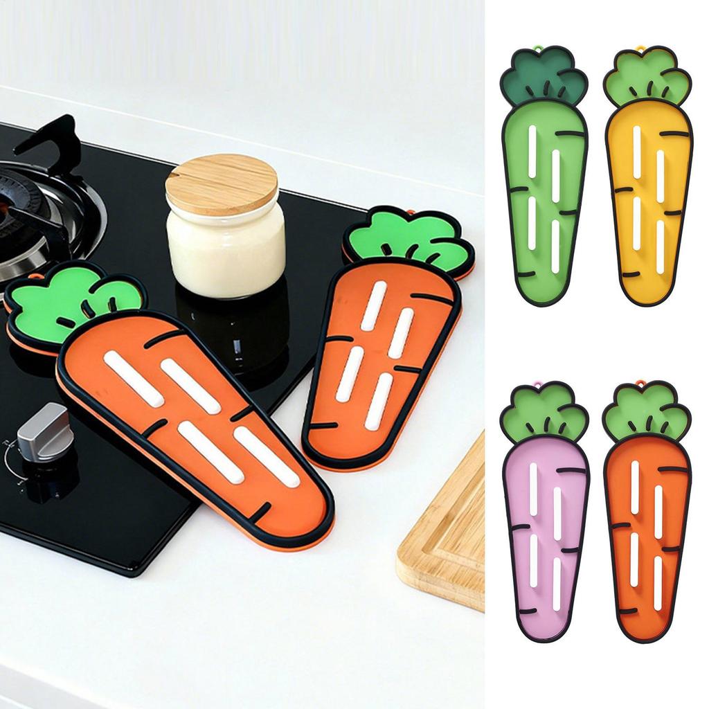 Grytlockshållare Morotsformad Halkfri Matta Diskavtorkningsmatta för Förvaring på Köksbänk Spatel Grytlock Skärbräda Tvål