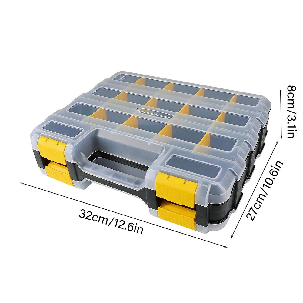 

Double-sided screw organizer Nail Screw Bolts Storage Box 34-compartment small parts organizer Screw box storage tool organizer жовтий
