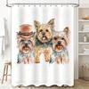 Watercolor Yorkshire Terriers Custom Printed Shower Curtain Set Bathroom Decor Artistic Pet Print Home Decoration White Size: