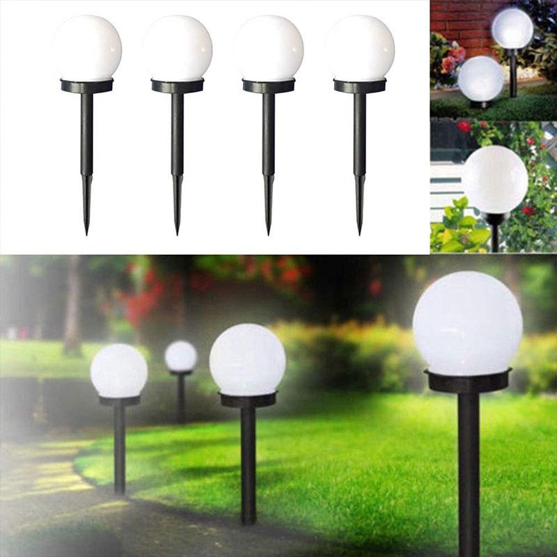 10cm White Solar Garden Ball Light - Waterproof Outdoor Landscape Decoration