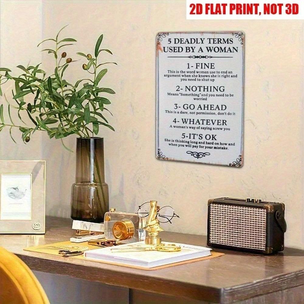 Metal Poster Set of 5 for Bar Wall, Retro Ironic Gift for Men