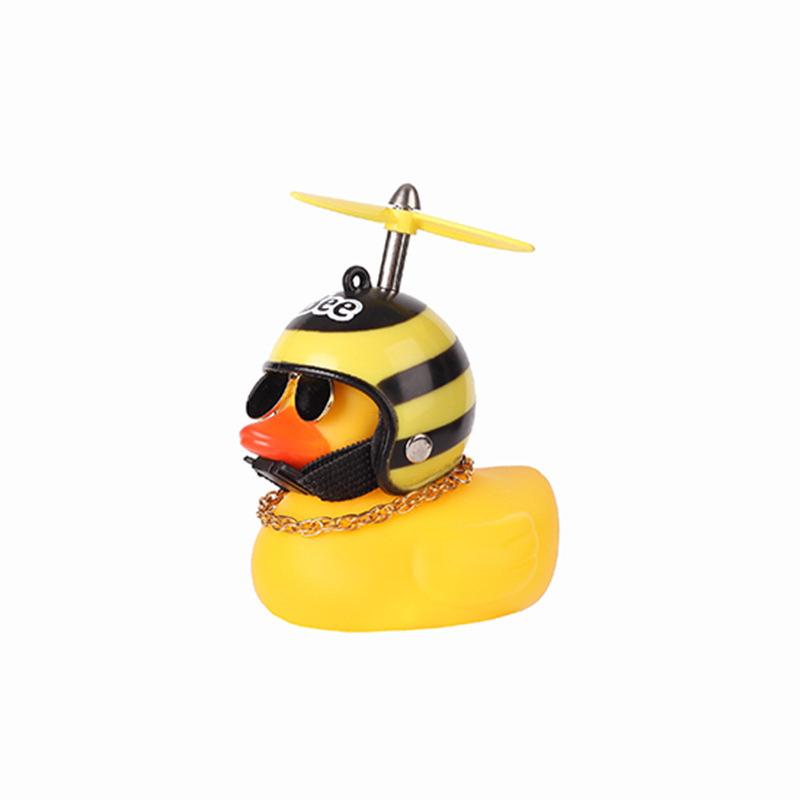 Car Broken Wind Small Yellow Duck With Helmet Airscrew Bicycle Moto With Straps Auto Pasted Accessories Interior Cycling Decor