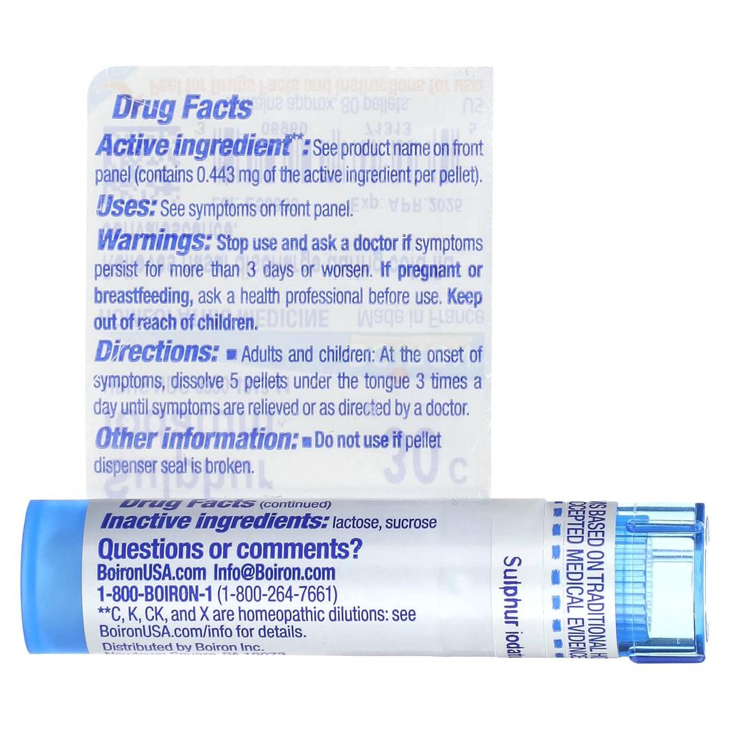 Iodatum Sulfur, 30C, Cold Relief, Approximately 80 Pellets