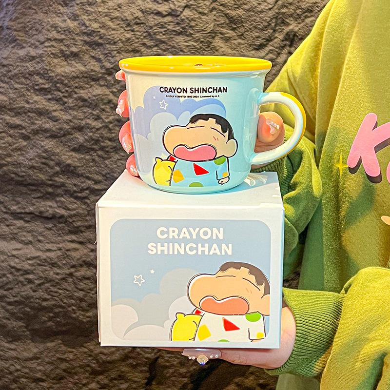 

Cute Ceramic Mug Children with Scale Crayon Shin Shin Water Cup Couple Coffee Breakfast Cup Birthday Gift 301-400ml
