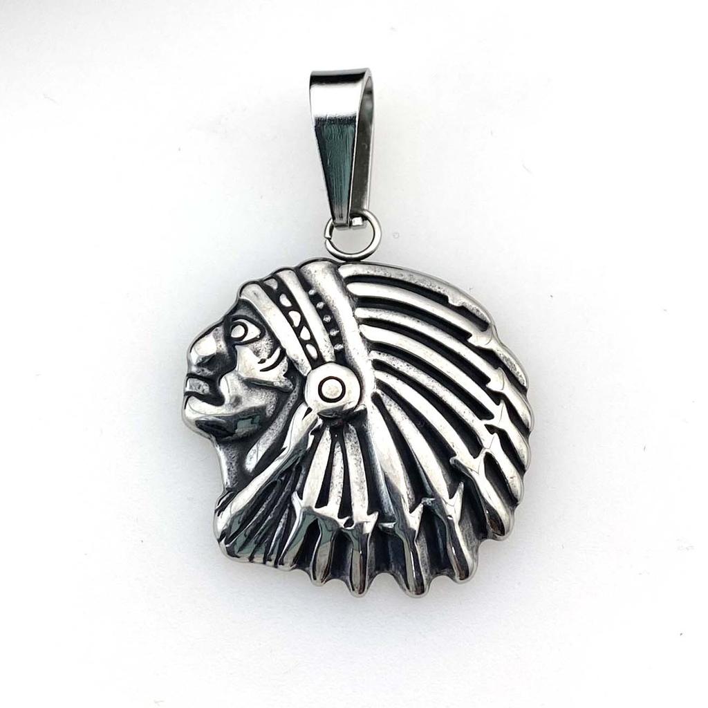 Stainless Steel Indian Pendant Fashion Personality Punk Necklace Vintage Trendy Men Necklace Sweater Chain