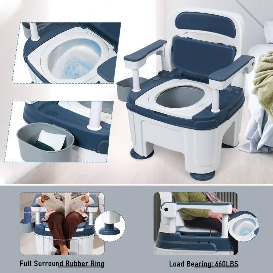 Bedside Commode, Adult Portable Toilet, Toilet Chair Seat with Handles, Height Adjustable Mobile Portable Toilet, Adult Potty Chair Load 882lb for