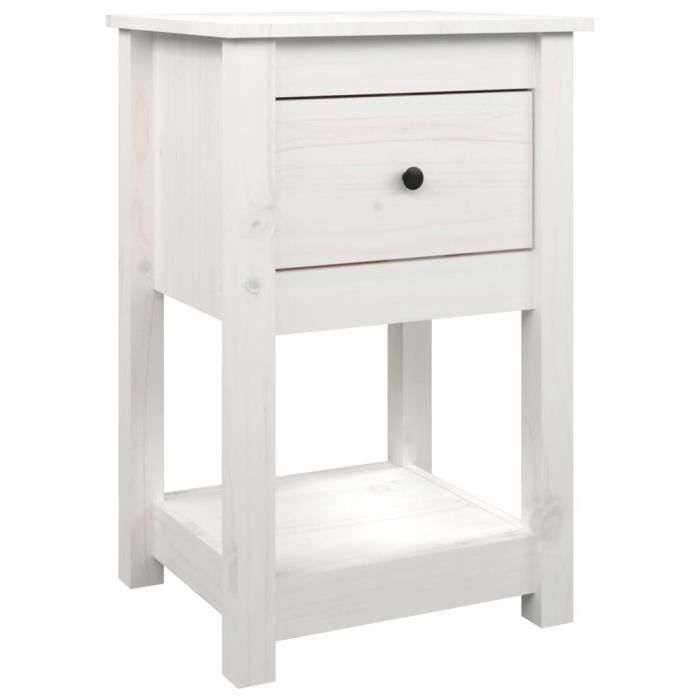 VidaXL Bedside Table White 40x35x61.5 Cm Solid Pine Wood 821731
