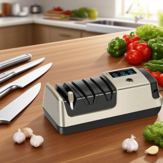 Professional Electric Knife Sharpener Digital Display Adjustable Rotational Speed Precision Angle Guides Serrated Knife Sharpener