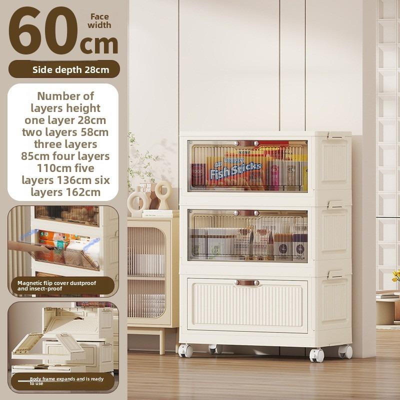 Fold & Store Cabinet: Multi-Use Plastic Organizer with Doors, for Bedroom, Kitchen, Dorm - Quick Setup, No Tools Needed