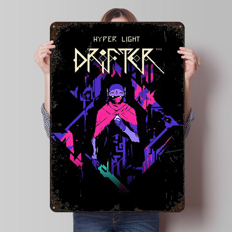 Hyper Light Drifter Game Art Printed Poster Customized Wall Art Retro Vintage Metal Tin Signs for Room Bedroom Decoration Gaming 20x30cm(7.8x11.8inch)