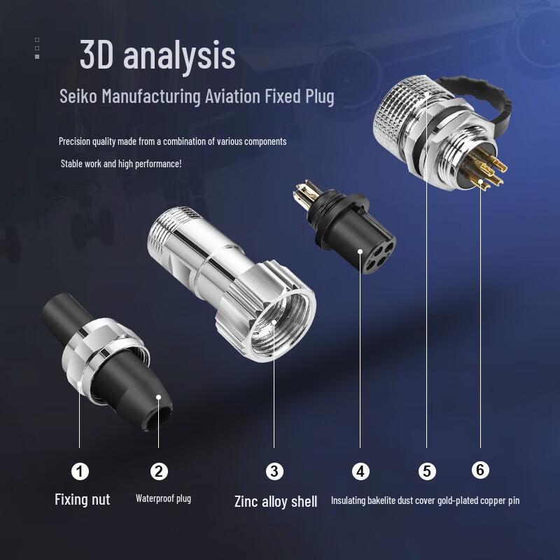GX12 Hexagonal Waterproof Aviation Cable Connector