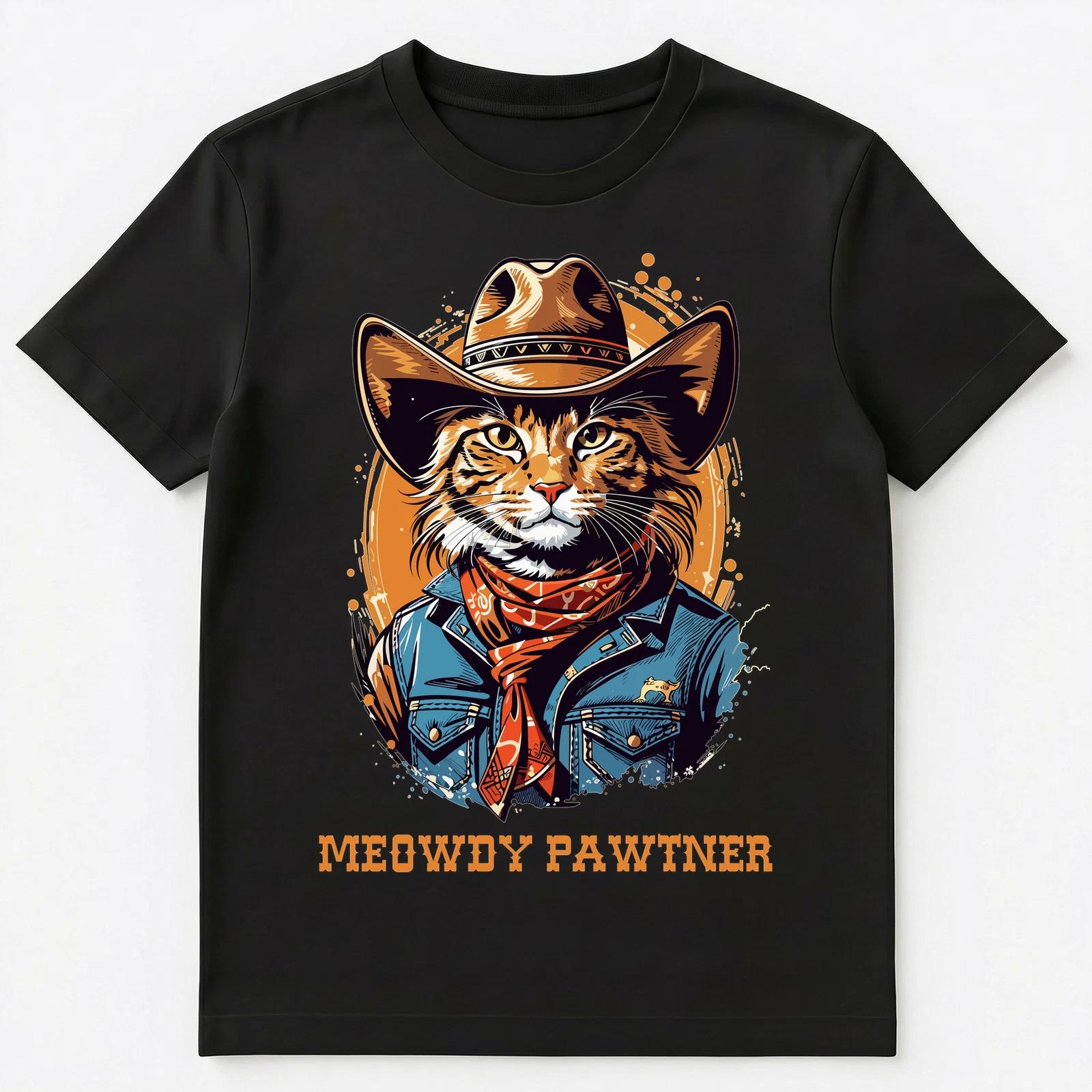 Cute Cat Cowboy Cowgirl With A Funny Pun Unisex T-Shirt S