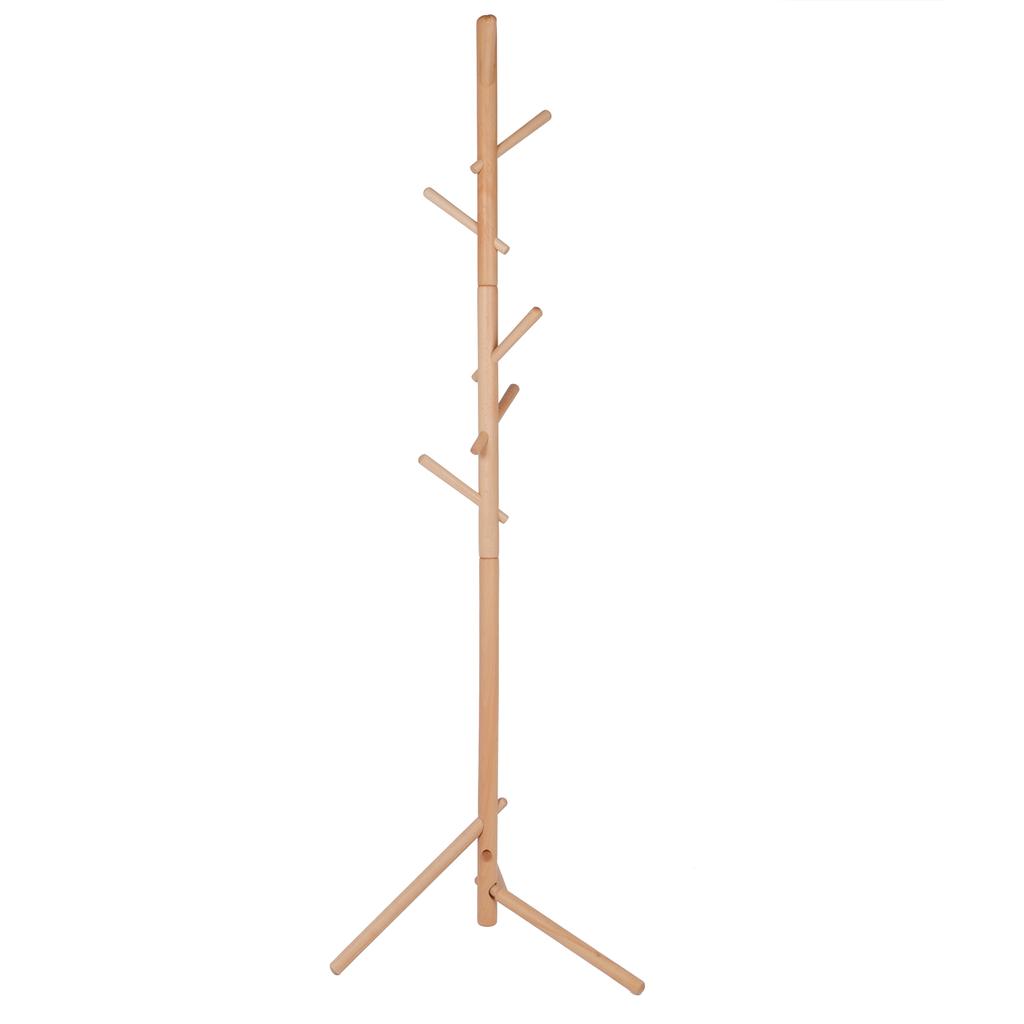 Wolnostojący drewniany stojak na płaszcze, wieszak na kapelusze z 6 haczykami do dekoracji przedpokoju