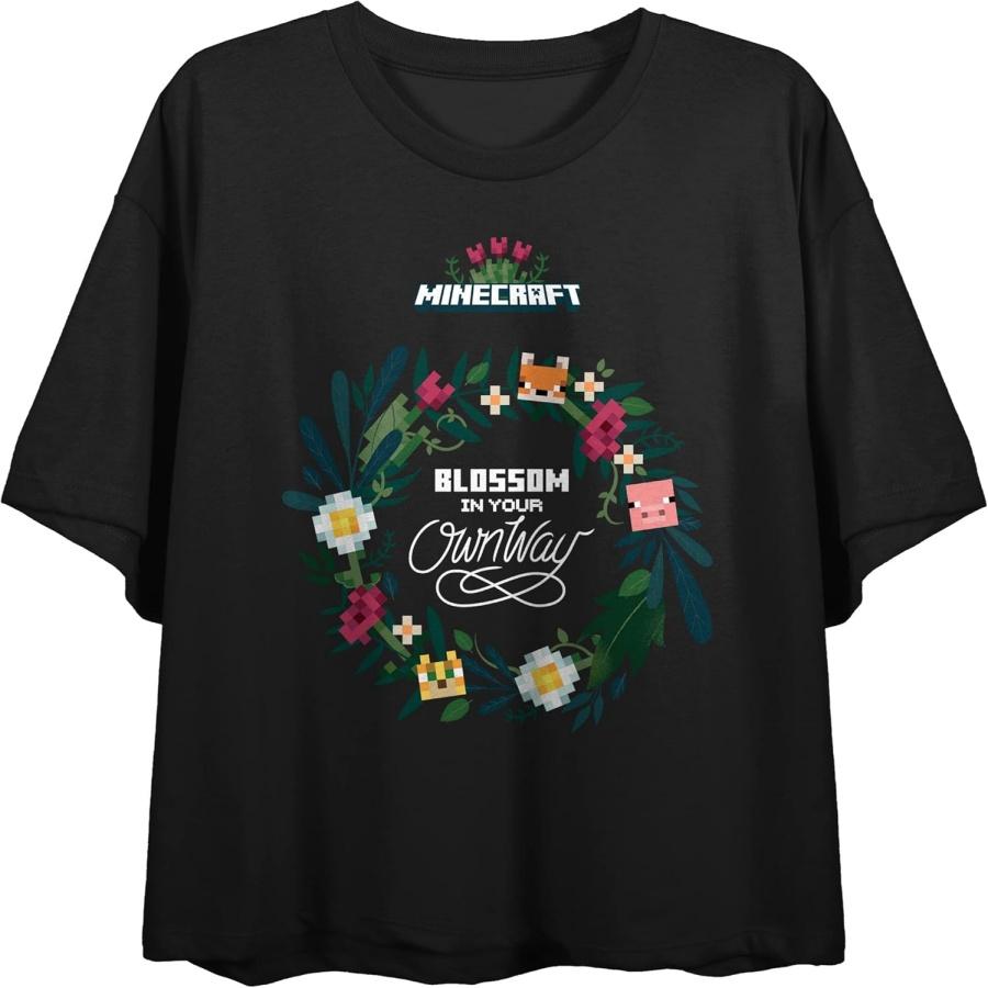 Женская черная футболка Minecraft Blossom In Your Own Way S