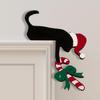 Christmas Door Frame Corner Wooden Sign Snowman Santa Pattern Window Wall DIY Ornament Indoor Xmas Holiday Party Decor Cat Style