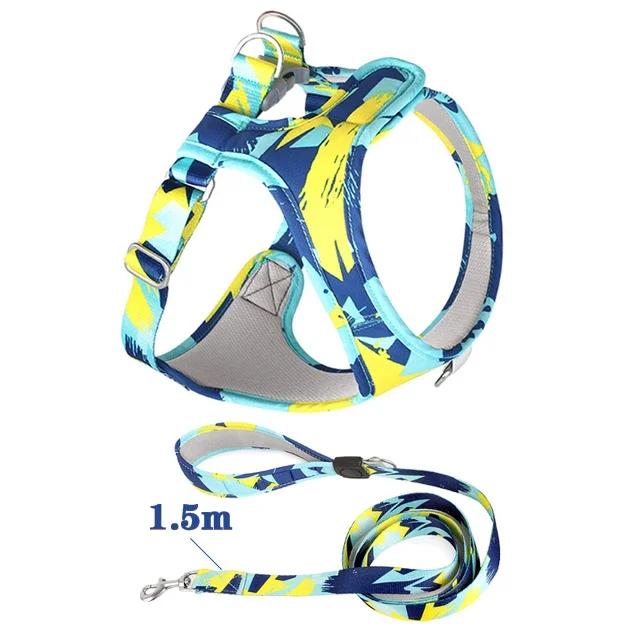 New Dog Cat Harness Adjustable Vest Walking Lead Leash For Puppy Dogs Collar Polyester Mesh Harness For Small Medium Dog Cat Pet