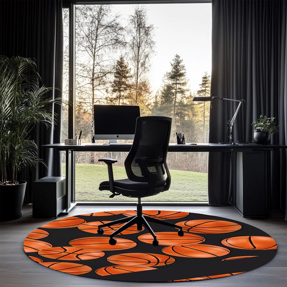 Basketball Bedruckter Runder Teppich Teppich Stuhlteppich Läufer Eingang Fußmatten, für Bürostuhl Wohnzimmer Schlafzimmer Küche.