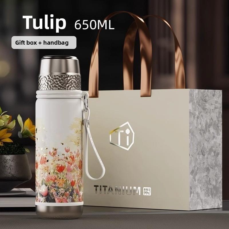 New Pure Titanium Tea Infuser Cup Insulation Cup Portable Water Bottle Large Capacity Drinking