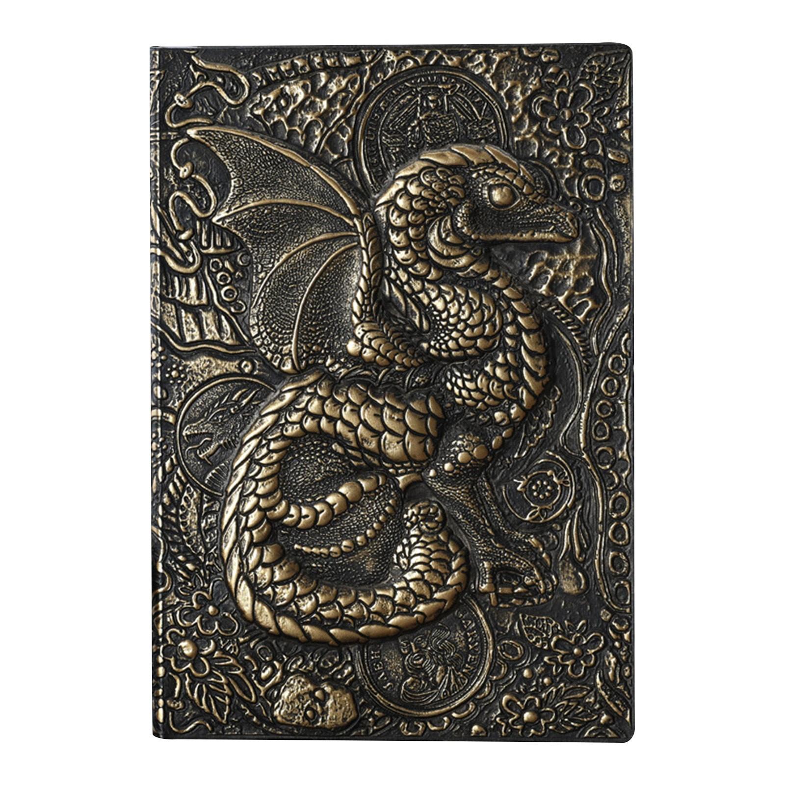 

3D тисненый летающий дракон дневник для записей блокнот в твердом переплете ручной работы ежедневник, путевой дневник блокноты для записей, подарок для мужчин и женщин One Size