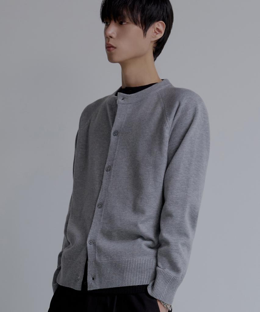 Nodu Raglan Herasi Round Crop Cardigan [Gray]