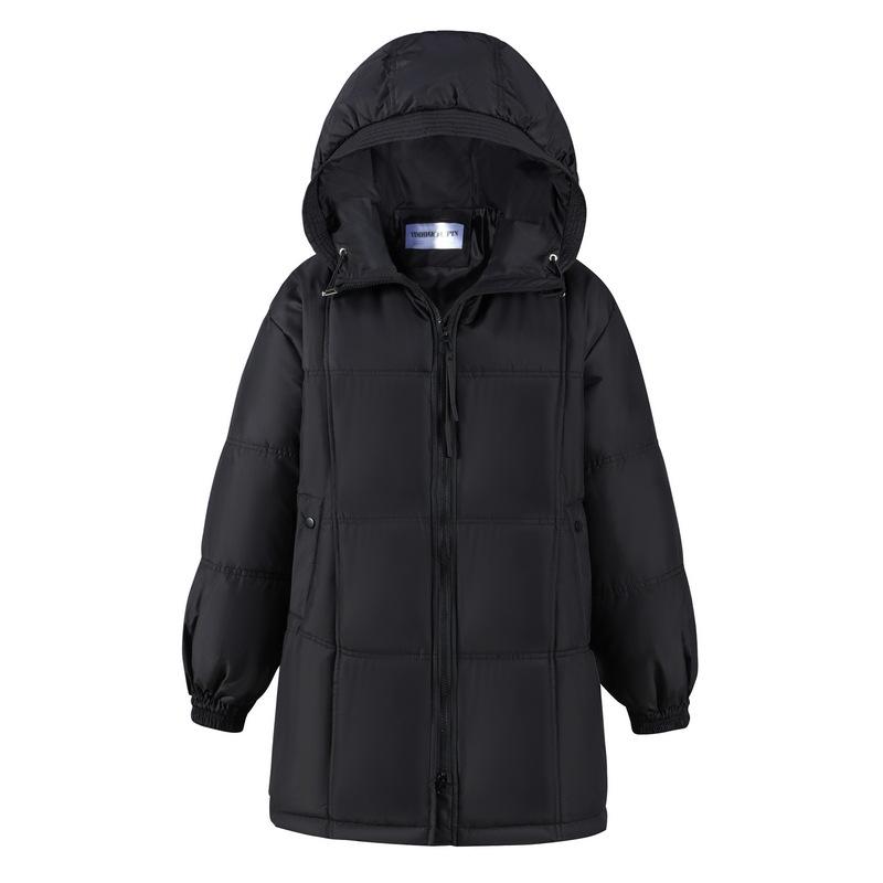 2025 figure-flattering down cotton coat, thick cotton coat, hooded cotton-padded coat for female students, large size, medium and long cotton coat