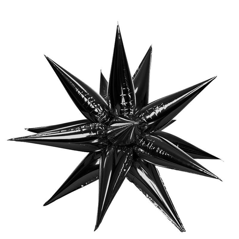 

12Pcs/set Explosion Star Balloon Metallic 26 Inch 12 Point Spike Foil Balloons Assemble1set чёрный