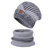 Yousheng 2 Pcs/Set Men Winter Hat Neck Warmer Thick Knit Stretchy Contrast Color Ear Protection Keep Warm Daily Wear Dome Cap Outdoor Skiing Skating