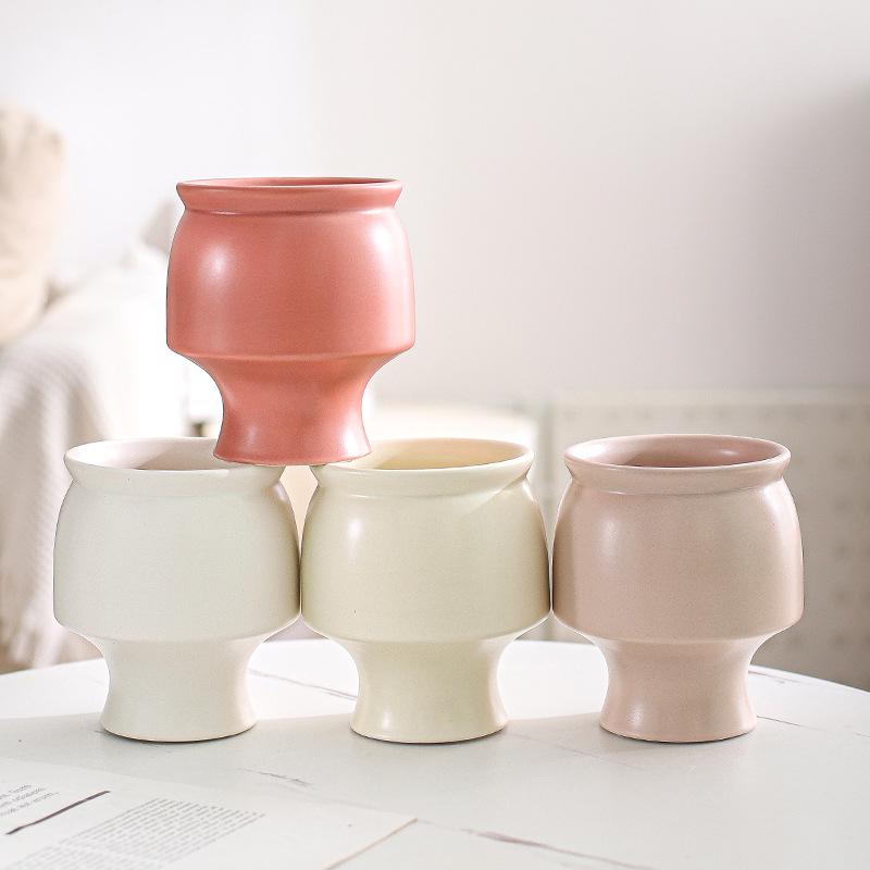 Ceramic Nordic Style Cylindrical Flower Pot for Home & Office Decor
