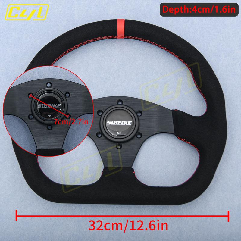 JDM D Shape Racing Suede Leather Steering Wheel Universal Modified Car Sports Drifting Steering Wheel