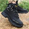 Fashion Waterproof Safety Boots Men Steel Toe Work Boots Black Leather Safety Shoes Construction Work Shoes High Top Protective Boots