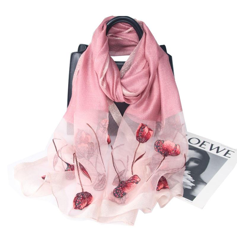 Embroidery Embroidery Handmade Embroidery Silk Wool Silk Scarf Women'S Spring And Autumn Versatile Solid Color Scarf Fashion Shawl Shawl