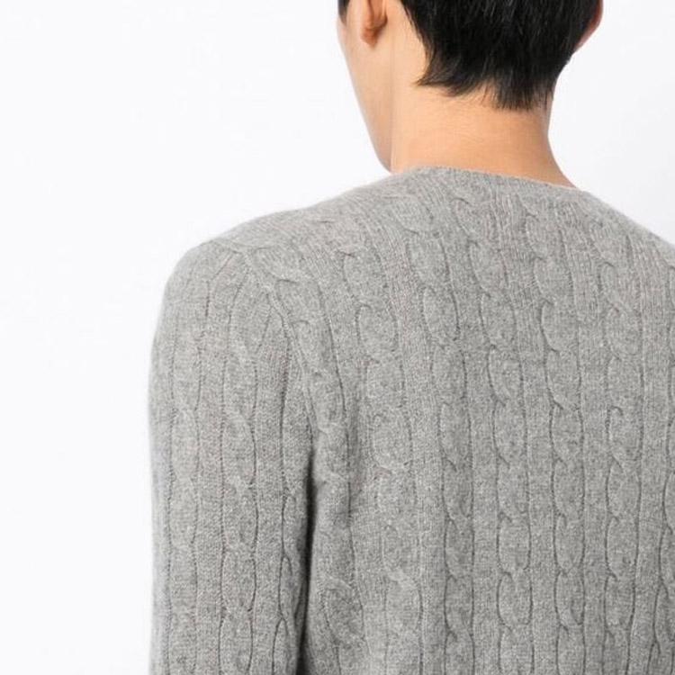 Polo Ralph Lauren SS23 Solid Color Logo Embroidered Cable Knit Cashmere Sweater Men Sweater Light-Gray 710876762-012