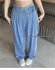 Women's National Style Tencel Button-Up Wide-Leg Jeans - 2026 Summer Slim Straight Casual Pants