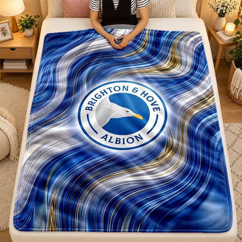 Flannel BlanketBrighton & Hove Albion Football Warm Soft Throw Blanket for Indoor Sofa Bed Living Room Use