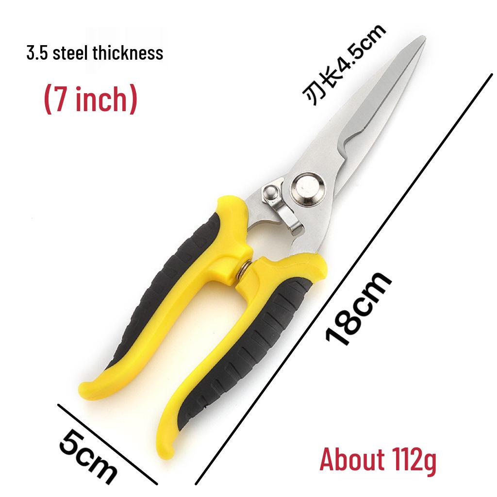 Stainless Steel Multi-Purpose Electrician's Scissors: Tin Snips, Wire Cutter, Stripper, Crimper.