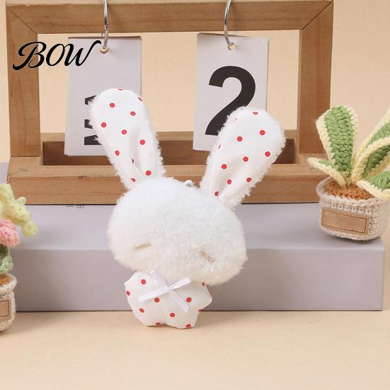 Stuffed Plaid Ear Bunny Ribbon Bow Rabbit Plush Pendant for Backpacks, Soft Plushie Bag Charm, Animal Keychain Decoration