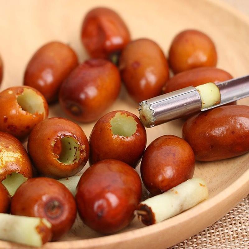 4-teiliges Edelstahl-Obstentkerner-Set zum schnellen Entfernen der Kerne von Weißdorn, roten Datteln, Äpfeln und Birnen