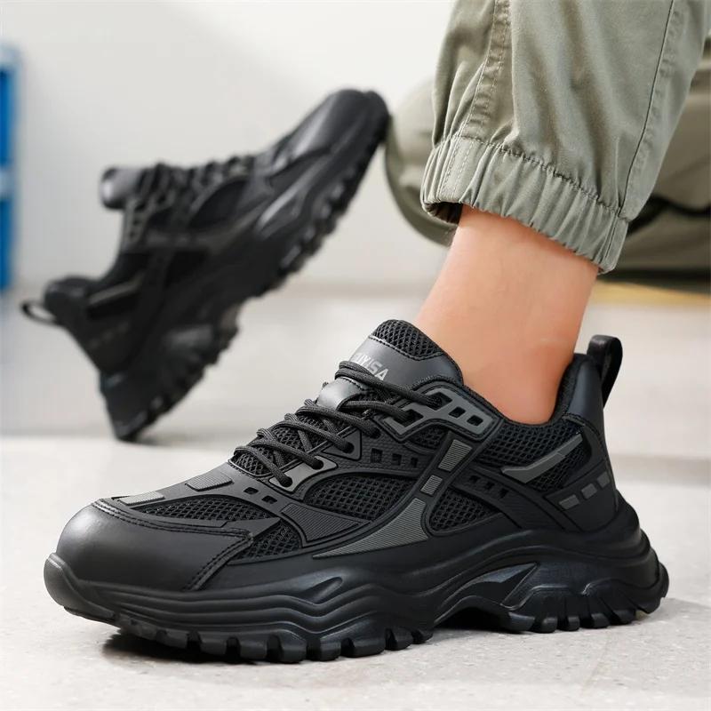 New 2024 Safety Shoes Men With Steel Toe Cap Anti-smash Men Work Shoes Sneakers Light Puncture-Proof Indestructible Shoes