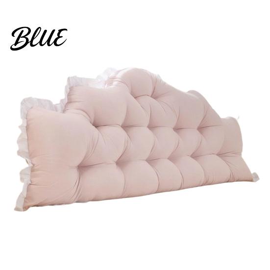 Comfortable Bed Wedge Pillow Headboard Cushion with Ruffle Trim Dorm Pillow Crown Shape Elastic Straps Support for College Bedroom Decor,