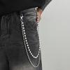 Men Hip Hop Multilayer Imitation Pearl Jeans Pants Keychain Chain Women Trousers Hipster Pant Chains Party Decoration