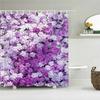 Rideau de douche Fleurs Roses Tulipes Colorées Arbres Rideaux de Salle de Bain Nature Fleur Tissu Polyester Imperméable Écran Baignoire Décor