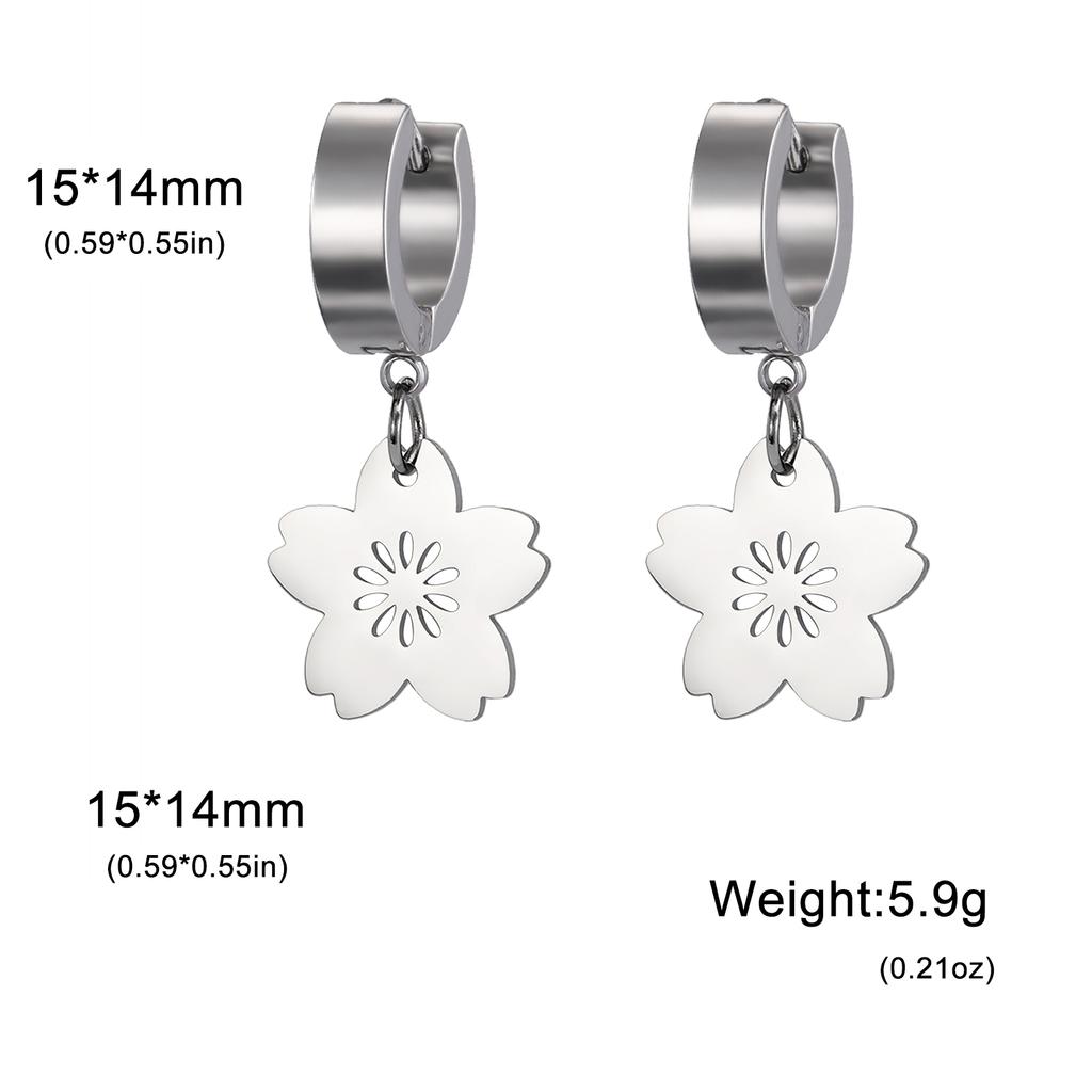 Cazador Gold Color Sakura Flower Pendant Earrings for Women Girls Stainless Steel Jewelry Drop Earrings Gift Wholesale 2026