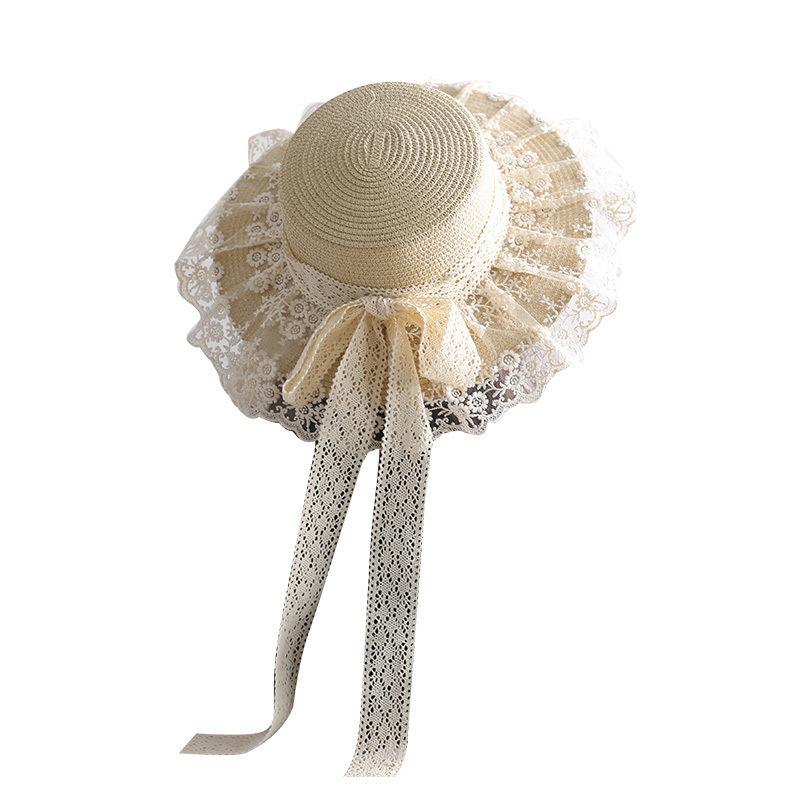 Mori Visor Pastoral Lo Girl Soft Girl Hat Handmade Doll Lace Bow Streamer Hat