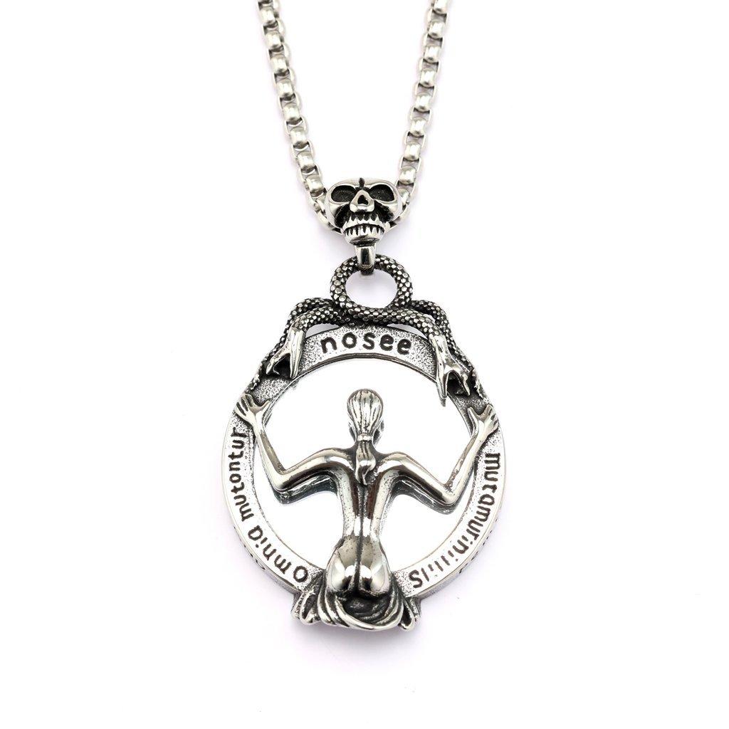 Nordic Retro Stainless Steel Men's Pendant Gothic Magic Mirror Necklace Pendant