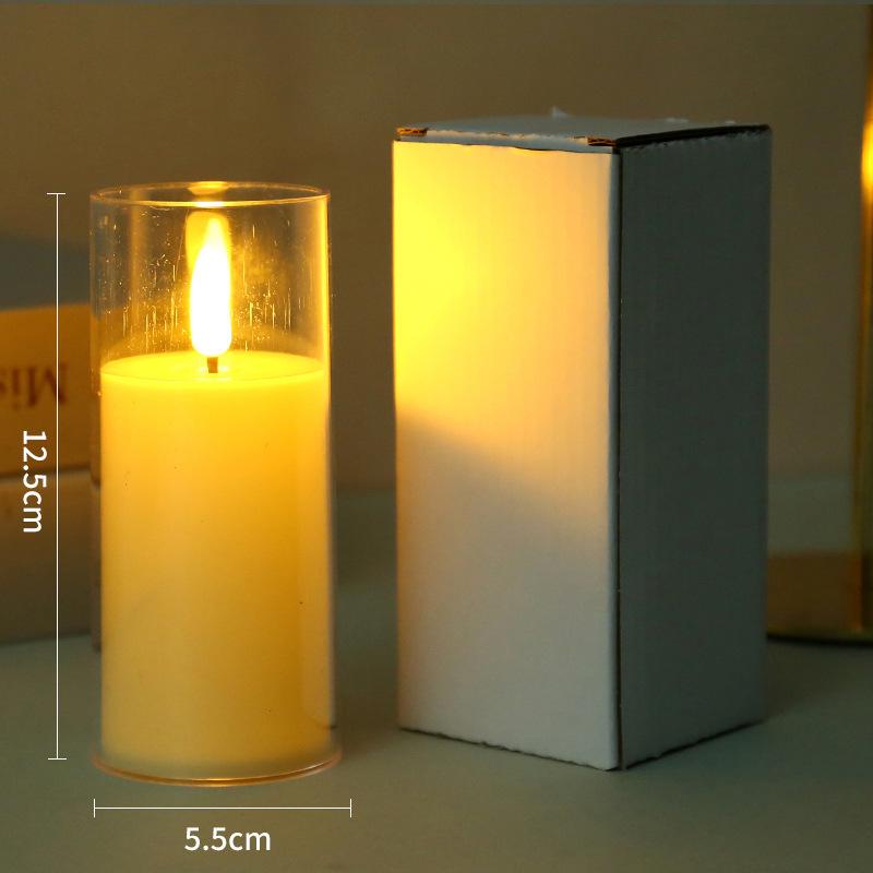 LED Flickering Flameless Candle Glass Ornament for Romantic Home or Christmas Parties