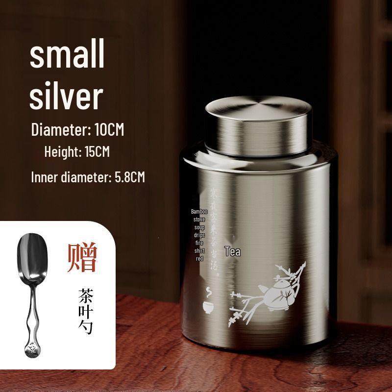 High-End Stainless Steel Tea Storage Container - Airtight Seal Iron Box, One Jin Capacity