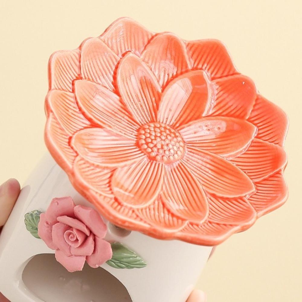 Ceramic Flower Aromatherapy Stove Heat Resistant Heating Incense Device Candle Stove  Yoga Room