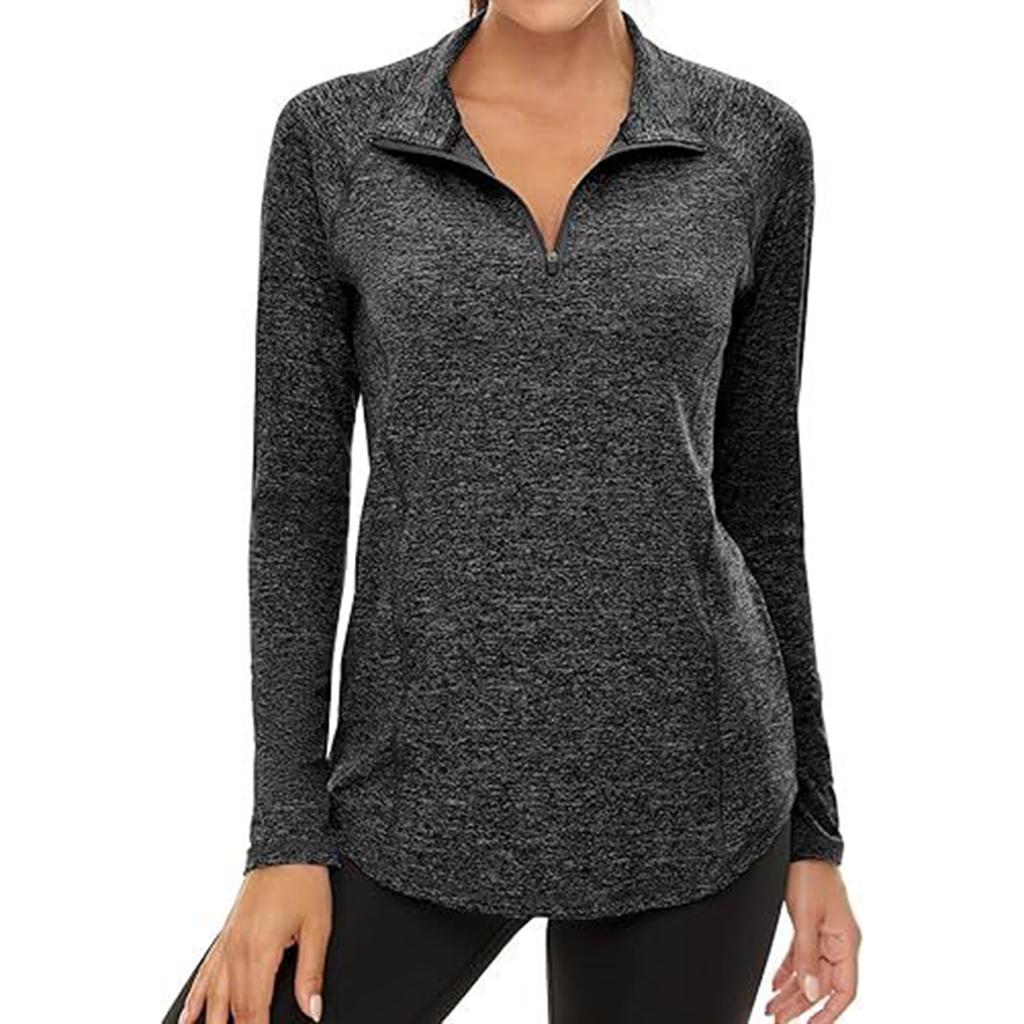 Women's Casual Half-zip Pullover Long-sleeve Top